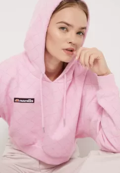 Ellesse bluza femei, culoarea roz, cu gluga, modelator imagine