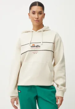 Ellesse bluza GALSTER femei, culoarea bej, cu gluga, cu imprimeu, SGX20922 imagine