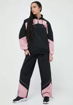 Ellesse pantaloni femei, culoarea negru, lat, high waist imagine