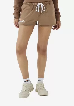 Ellesse pantaloni scurti din bumbac Colieur culoarea maro, cu imprimeu, medium waist SGM14015-PINK imagine