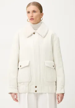 Ermanno Firenze geaca din velur culoarea bej, de tranzitie, 57TD034E91 imagine