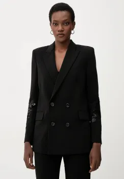 Ermanno Firenze sacou culoarea negru, cu doua randuri de nasturi, 57TI008EV0 imagine