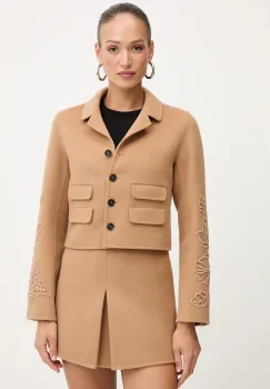 Ermanno Scervino geaca de lana culoarea maro, un singur rand de nasturi, uni, 57TI011EY2 imagine