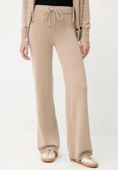 Ermanno Scervino pantaloni de lana culoarea bej, lat, high waist, 57TP033E52 imagine