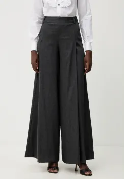 Ermanno Scervino pantaloni din lana culoarea gri, lat, high waist, D474P303JWR imagine