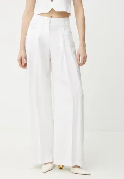 Ermanno Scervino pantaloni femei, culoarea alb, lat, high waist, 56TP029ES1 imagine