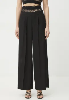 Ermanno Scervino pantaloni femei, culoarea negru, drept, high waist, 56TP057E22 imagine