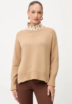 Ermanno Scervino pulover de lana culoarea bej, cu guler, 57TM027EO1 imagine