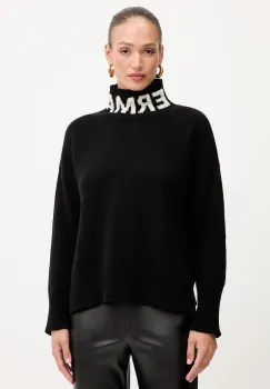 Ermanno Scervino pulover de lana culoarea negru, cu guler, 57TM027EO1 imagine