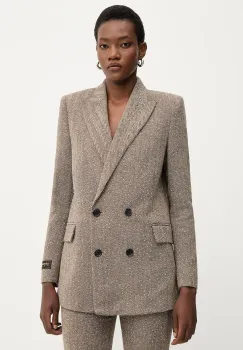 Ermanno Scervino sacou culoarea maro, cu doua randuri de nasturi, cu imprimeu, 57TI001ED0 imagine