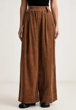 Essentiel Antwerp  pantaloni wide leg pentru femei din catifea reiata Kitch imagine