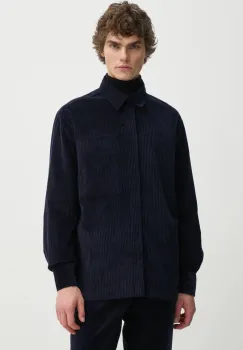 Etudes Studio camasa din velur culoarea albastru marin, cu guler clasic, regular, H24MMOUT370 imagine