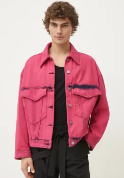 Etudes Studio geaca din denim barbati, culoarea roz, de tranzitie, oversize, H24MMOUT530 imagine
