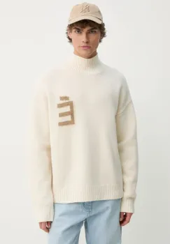 Etudes Studio pulover de lana barbati, culoarea bej, calduros, cu guler, H24MMKNI610 imagine