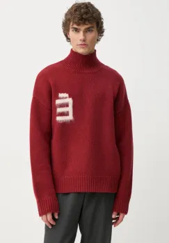 Etudes Studio pulover de lana barbati, culoarea bordo, calduros, cu guler, H24MMKNI610 imagine