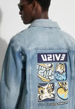 Evisu geaca jeans barbati, de tranzitie, oversize imagine