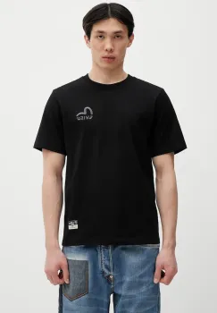 Evisu tricou din bumbac Logo EMB SS culoarea negru, cu imprimeu, 2ESHTM5TS1137 imagine