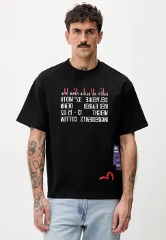 Evisu tricou din bumbac Slogan and Poster Print barbati, culoarea negru, cu imprimeu, 2EAHTM3TS8056LFCT imagine
