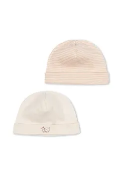 Fanga Fontana sapca din bumbac pentru bebelusi FIO STRIPE 2 PACK BEANIE OCS 2-pack culoarea bej, FA100039 imagine