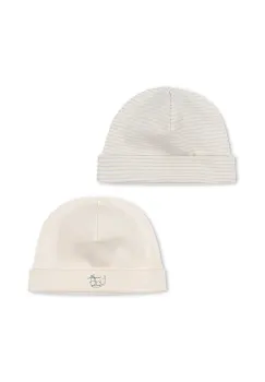 Fanga Fontana sapca din bumbac pentru bebelusi FIO STRIPE 2 PACK BEANIE OCS 2-pack culoarea bej, FA100039 imagine