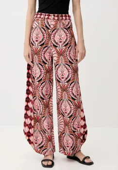 Farm Rio pantaloni de bumbac culoarea maro, lat, high waist, 329097 imagine