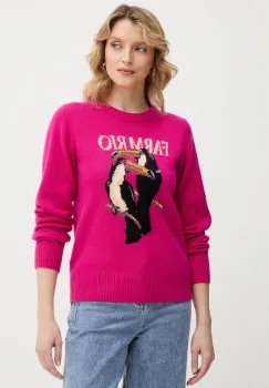 Farm Rio pulover din amestec de lana culoarea roz, 352085 imagine