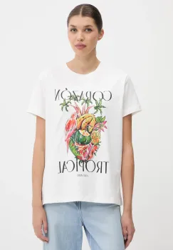 Farm Rio tricou din bumbac culoarea alb, 336505 imagine