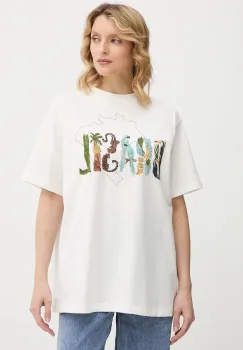 Farm Rio tricou din bumbac culoarea bej, 344380 imagine