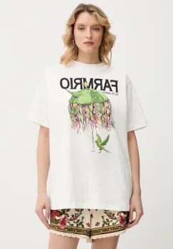 Farm Rio tricou din bumbac culoarea bej, 354563 imagine