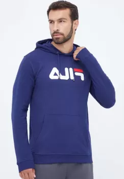 Fila bluza barbati, culoarea albastru marin, cu gluga, cu imprimeu imagine