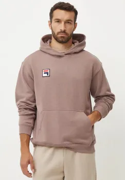 Fila bluza Borgholm barbati, culoarea maro, cu gluga, neted, FAU0148 imagine