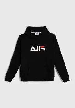 Fila bluza copii culoarea negru, cu gluga, cu imprimeu imagine