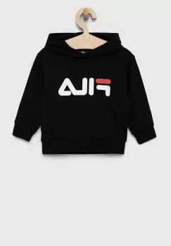 Fila bluza copii culoarea negru, cu gluga, cu imprimeu imagine
