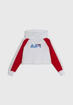 Fila bluza copii LALENDORF culoarea alb, cu gluga, modelator imagine