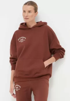 Fila bluza femei, culoarea maro, cu gluga, cu imprimeu imagine