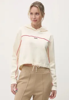 Fila bluza Laagna femei, culoarea bej, cu gluga, cu imprimeu, FAW0907 imagine