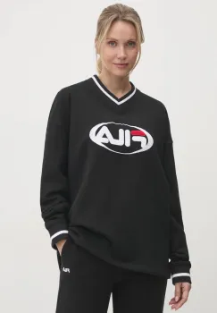 Fila bluza Langerma femei, culoarea negru, cu imprimeu, FAW0894 imagine