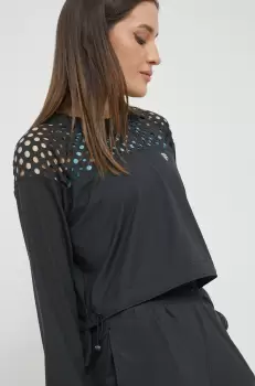 Fila hanorac Racharia femei, culoarea negru, neted imagine