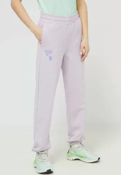 Fila pantaloni de trening din bumbac culoarea violet, neted imagine