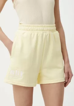 Fila pantaloni scurti Linyi femei, culoarea galben, cu imprimeu, high waist, FAW0763 imagine