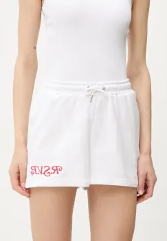 Fila pantaloni scurti Louches culoarea alb, cu imprimeu, high waist, FAW1032 imagine