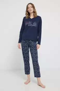 Fila Pijama femei, culoarea albastru marin imagine