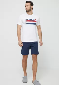 Fila pijamale de bumbac culoarea albastru marin, cu imprimeu imagine