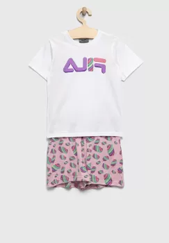 Fila pijamale de bumbac pentru copii culoarea alb, modelator imagine