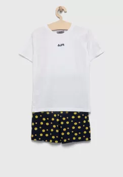 Fila pijamale de bumbac pentru copii culoarea alb, modelator imagine