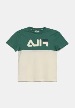 Fila tricou de bumbac pentru copii LOTTUM culoarea bej, cu imprimeu, FAK0404 imagine