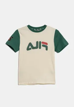 Fila tricou de bumbac pentru copii LUBAN culoarea bej, cu imprimeu, FAK0394 imagine
