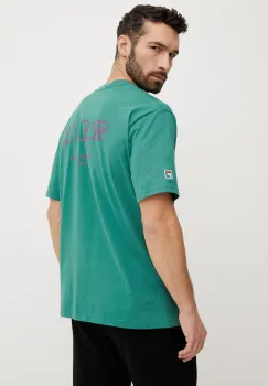 Fila tricou din bumbac Langeweg barbati, culoarea verde, cu imprimeu, FAM0907 imagine