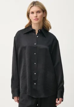 Filippa K camasa femei, culoarea negru, cu guler clasic, relaxed, 31327 imagine