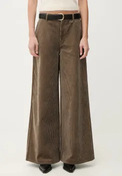 Filippa K pantaloni de catifea cord culoarea verde, lat, high waist, 31981 imagine